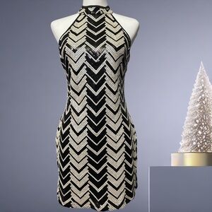 Emerald Sundae Women's Halter-Neck Sequin mini cocktail dress size Medium